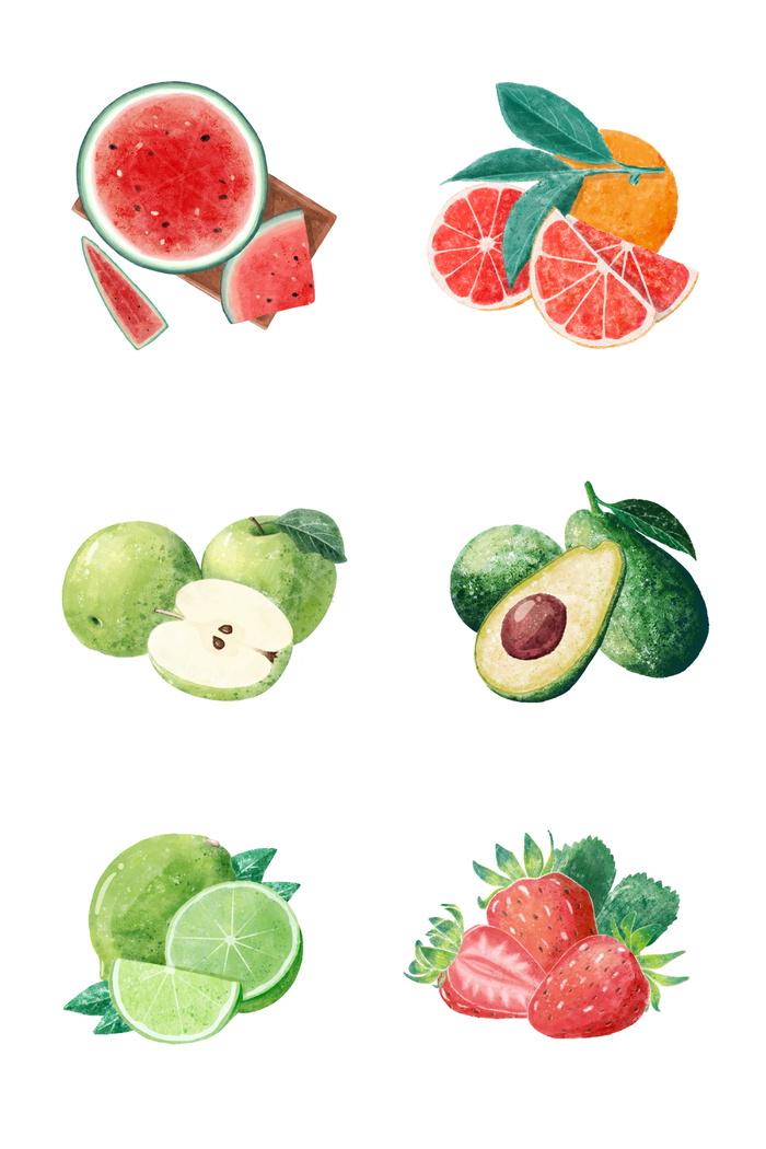 02-国潮风水果元素插画psd模版下载