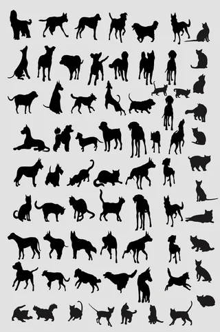 AI矢量卡通狗剪影