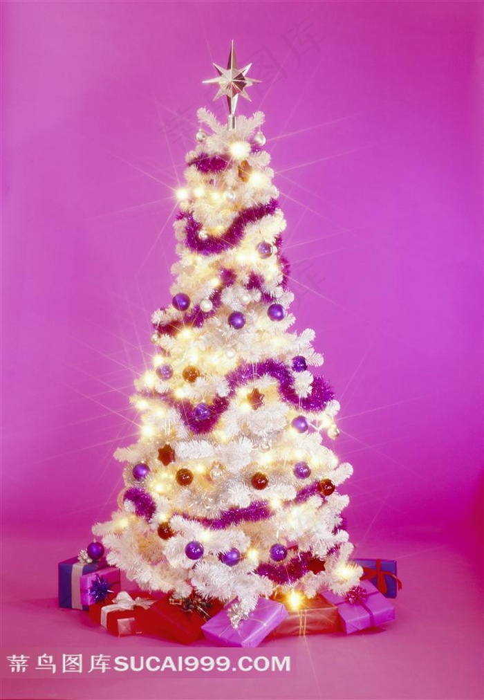 圣诞节耶诞节元素 粉色圣诞节圣诞树