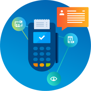 蓝色图标卡通设备手机科技kv主视觉素材