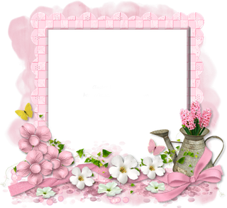 粉色照片框卡通简笔春季素材谷雨