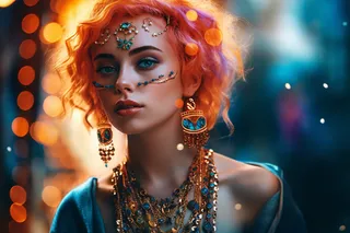 美丽女人与珠宝渲染图