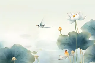 淡雅荷花国风绿色背景