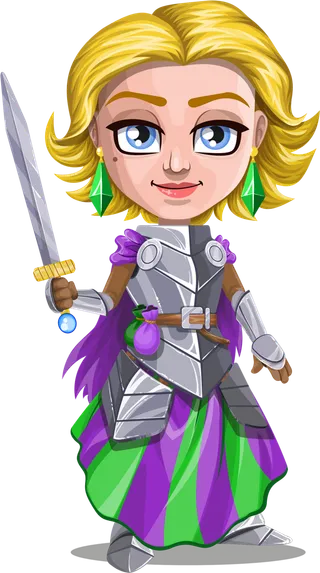 女孩剑客武士卡通简笔