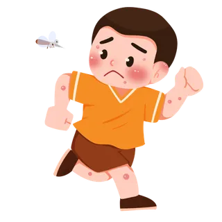 可爱儿童预防蚊虫叮咬元素插画 