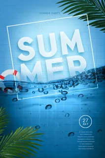 创意清新缤纷夏日夏天海报