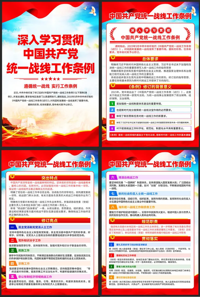 深入学习贯彻统一战线工作条例海报挂画psd模版下载