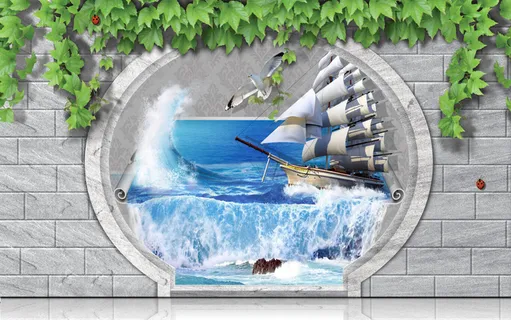 一帆风顺假砖背景墙