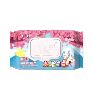 怡恩贝 婴儿手口湿巾抽纸带盖湿纸巾 80抽／包0269超市商品白底图免抠实物摄影png格式图片透明底