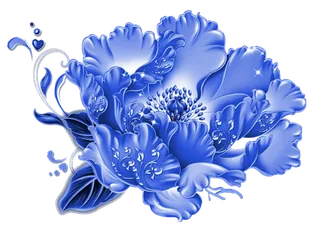 中国古风元素蓝色花朵