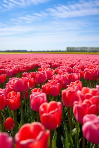 公园里生长的大片郁金香摄影图