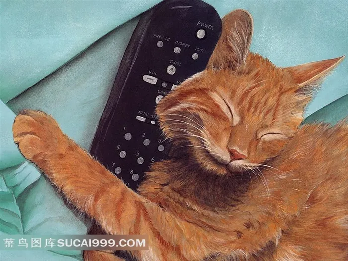 抱着手机的小猫插画素材