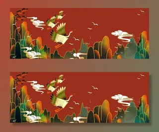 国潮风格海报背景 