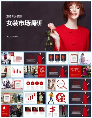 女性服装市场调查调研报告ppt模板预览图