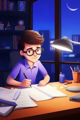 深夜男生书写简约背景