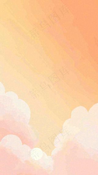 粉黄色渐变温暖云层白云可爱插画手绘