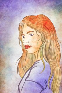 彩色手绘美女肖像画图片