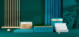 中国风国潮电商促销海报C4D背景图3D场景立体设计PSD素材模板