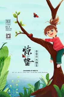 24二十四节气中国风创意惊蛰节日宣传海报模板PSD设计素材