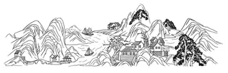 山水线稿图片