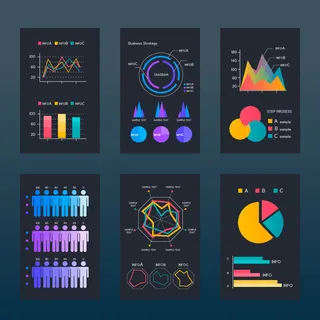 科技互联网柱状折线图数据统计信息图表元素AI矢量设计素材模板