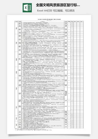 全国文明风景旅游区暂行标准excel模板