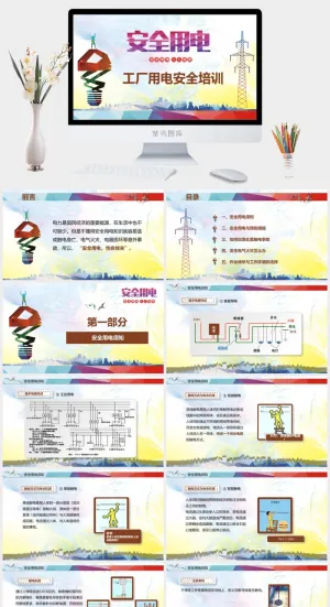 安全用电PPT宣传模板预览图