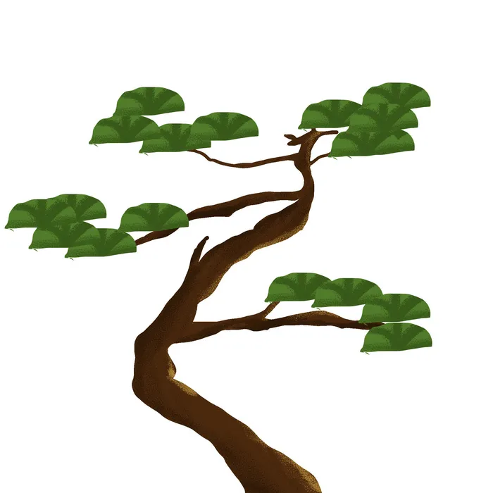 国潮风松树松枝松柏树木手绘植物装饰图案元素PSD设计素材psd模版下载