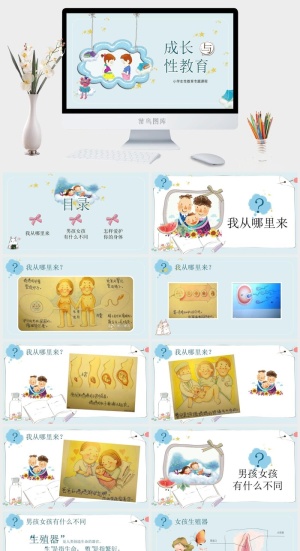 性教育PPT模板预览图
