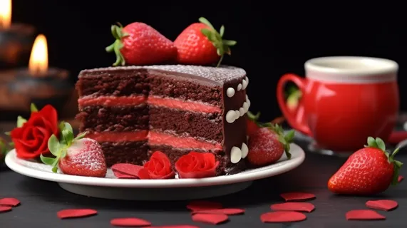 草莓巧克力蛋糕甜点美食摄影图