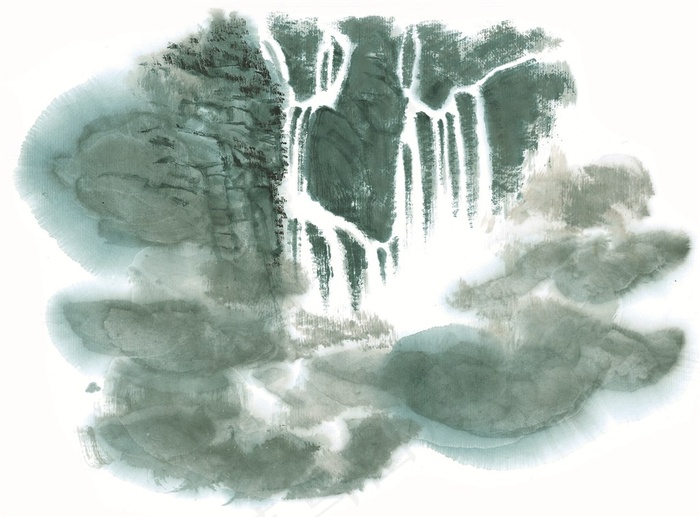 水墨山石艺术绘画jpg素材