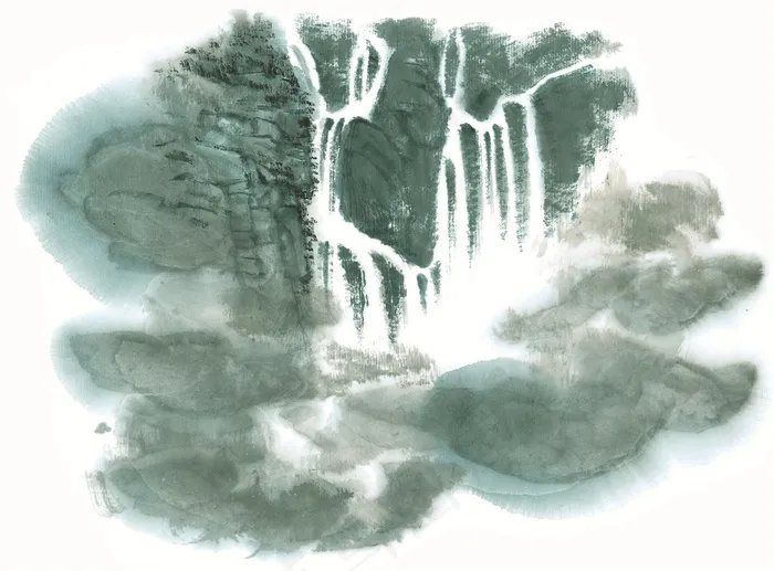 水墨山石艺术绘画jpg素材