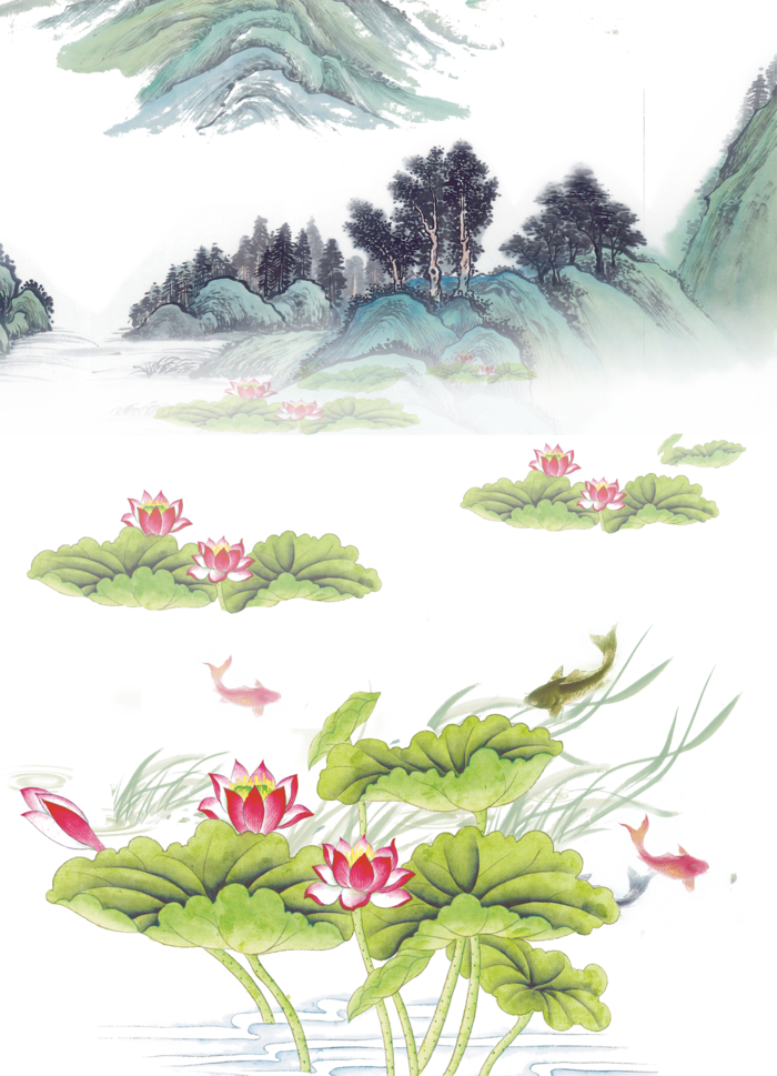 山水画素材中国风水墨画素材元素中国画