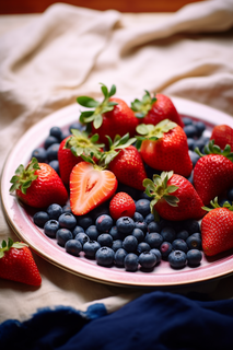 蓝莓草莓有机水果下午茶摄影图 蓝莓草莓有机水果下午茶摄影图