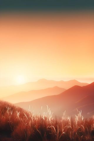 落日夕阳美景山脉摄影