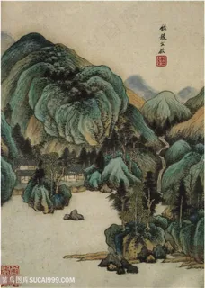 画家巨然仿古画册仿赵文敏国画图片