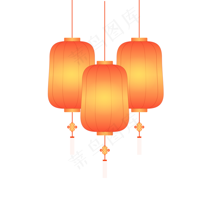 中国风 手绘 卡通元素 传统 复古红 灯笼装饰 PNG 免抠 