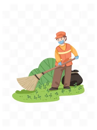 五一劳动节环卫工人劳动场景插画