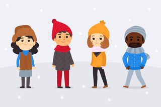 冬天服饰服装冬装穿冬装保暖冬季卡通人物男女装Ai矢量图片素材