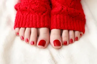 纯色脚美甲图片