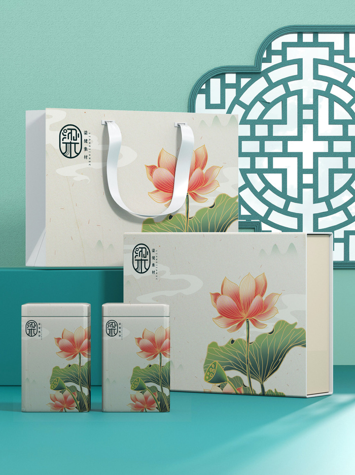 国风高档茶叶包装盒袋罐瓶LOGO标贴展示VI智能贴图样机PSD素材psd模版下载