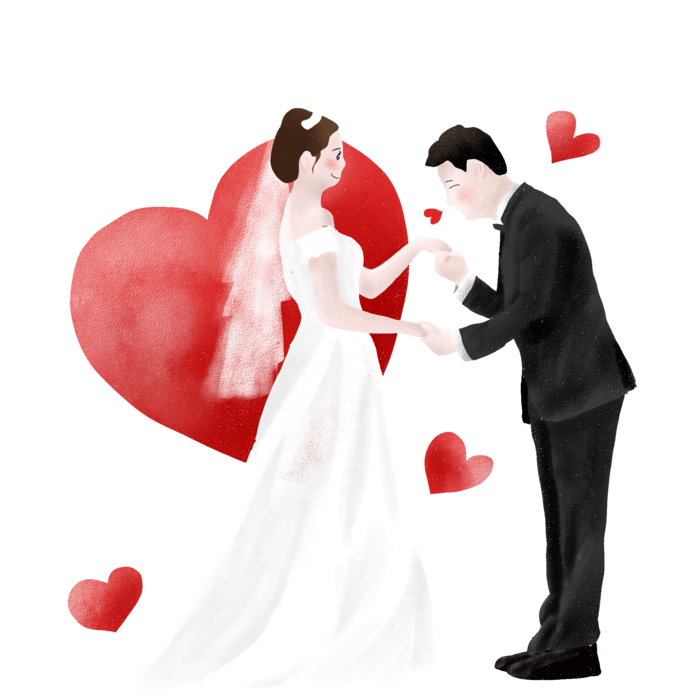 婚纱卡通人物婚礼白纱结婚婚纱摄影手绘