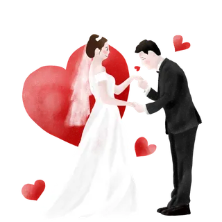 婚纱卡通人物婚礼白纱结婚婚纱摄影手绘