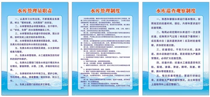 水库相关管理制度cdr矢量模版下载