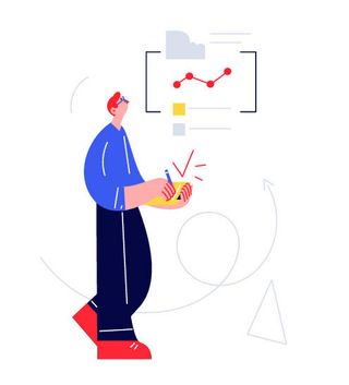 扁平风简笔画抽象工作人物插画