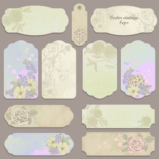 免抠复古花纹标签