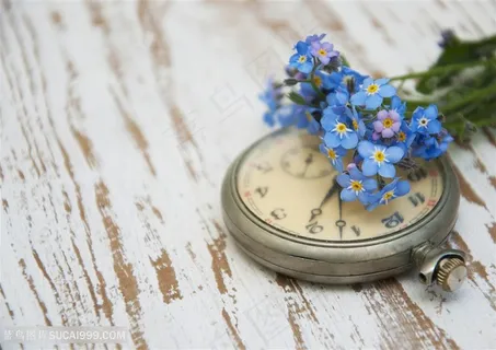 木板上的古老怀表高清图片