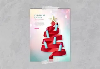 圣诞节销售口红海报