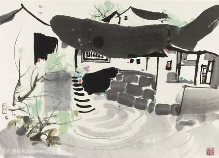 吴冠中水墨乡村美景 吴冠中水墨乡村美景