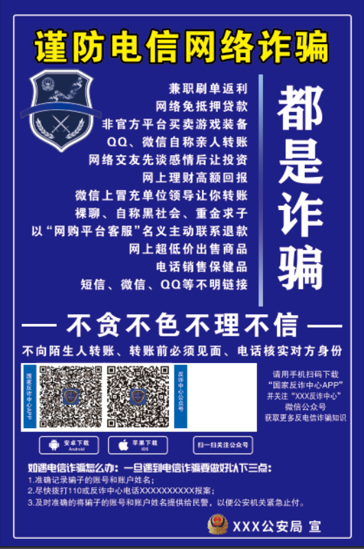 反电信诈骗psd模版下载